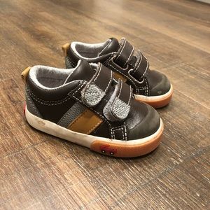 See Kai Run brown leather baby boy shoes